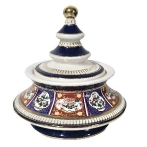 Collectible Handpainted Italian Florentine Lidded Porcelain Candy Jar